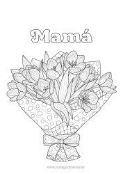 Niño página para colorear Flores Tulipán Dibujos complejos para colorear Ramillete