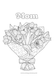 Child coloring page Flowers Tulip Complex coloring pages Bouquet