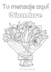 Colorear gratis Flores Tulipán Dibujos complejos para colorear Ramillete