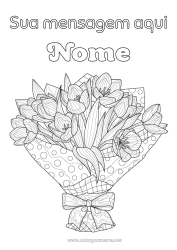 Desenho para personalizar Flores Tulipa Colorações Complexas Buquê
