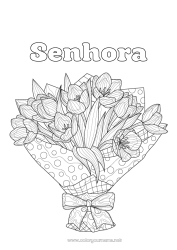 Página de desenho infantil Flores Tulipa Colorações Complexas Buquê