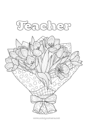 Child coloring page Flowers Tulip Complex coloring pages Bouquet