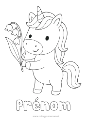 Coloriage à personnaliser Licorne Animal Muguet Coloriages faciles 1er mai Dragons, licornes et animaux fantastiques