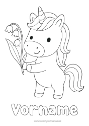 Malvorlage anpassen Einhorn Tier Maiglöckchen Einfache Ausmalbilder 1. Mai Drachen, Einhörner und fantastische Tiere