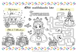 Gratis teckning Prinsessa Barnaktiviteter Utskrivbar bordsduk Skillnadernas spel