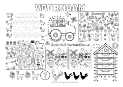 Gratis tekening Kip Varken Activiteiten voor Kinderen Tractor Boerderijvoertuigen Zoeken en vinden Trace et colorie Vogels en vliegende zoogdieren Boerderijdieren Bijenkorf Boer Boerderijberoepen Doolhof Printbare placemat Gans