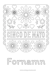 Färgläggningssida att anpassa Mexiko Cinco de Mayo Mexikansk broderi