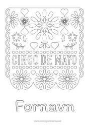 Fargeleggingssiden å tilpasse Mexico Cinco de Mayo Mexicansk broderi