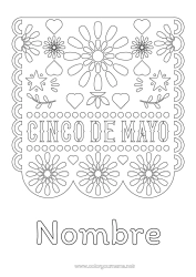 Colorear para personalizar México Cinco de Mayo Bordado mexicano