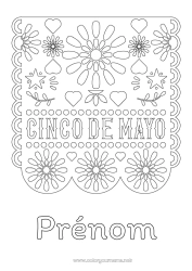 Coloriage à personnaliser Mexique Cinco de Mayo Broderie mexicaine