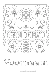 Kleurplaat aanpassen Mexico Cinco de Mayo Mexicaanse borduurkunst