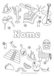 Desenho para personalizar Cacto México Símbolos Cinco de Mayo Sombrero