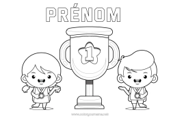 Coloriage à personnaliser Fille Garçon Coupe, trophée, médaille Compétitions et récompenses
