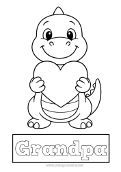 Child coloring page Heart Dinosaurs Animal Easy coloring pages Notebook Covers