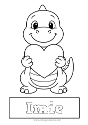 Kolorowanka do personalizacji Serce Dinozaury Zwierzę Łatwe kolorowanki Okładka zeszytu