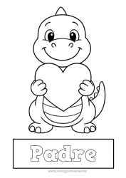 Niño página para colorear Corazón Dinosaurios Animales Dibujos fáciles para colorear Portadas de Cuaderno