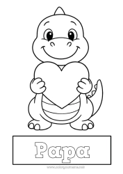 Coloriage enfant Coeur Dinosaures Animal Coloriages faciles Couverture de cahier