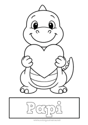 Coloriage enfant Coeur Dinosaures Animal Coloriages faciles Couverture de cahier
