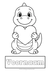 Gratis kleurplaat Hart Dinosaurussen Eenvoudige kleurplaten Schrijfkaften