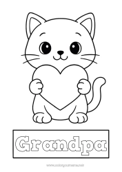 Child coloring page Heart Cat Animal Nanny Easy coloring pages Dog and cat Notebook Covers