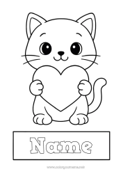 Free drawing Heart Cat Animal Nanny Easy coloring pages Dog and cat Notebook Covers