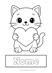 Colorazione gratuita Cuore Gatto Animale Tata Disegni da colorare facili CanI e gatti Copertine di Quaderno