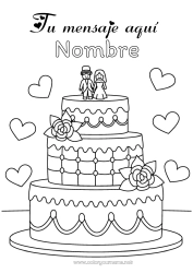 Colorear para personalizar Tarta Corazón Matrimonio Novia