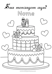 Desenho para personalizar Bolo Coração Casamento Casada