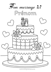 Coloriage à personnaliser Gâteau Coeur Mariage Mariée