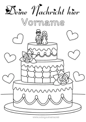 Malvorlage anpassen Kuchen Herz Hochzeit Braut