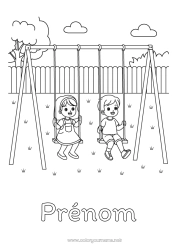 Coloriage à personnaliser Enfant Jeux et jouets Balançoire Jeux de plein air Parc de jeux
