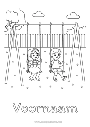 Gratis tekening Kind Spellen en speelgoed Schommel Buitenspellen Speeltuin