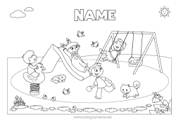 Colouring to customise Games And Toys Swing Outdoor Games Sledge Playground