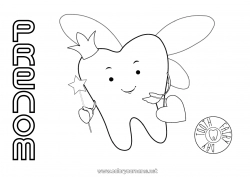 Coloriage gratuit Dent de lait Petite Souris Fée des dents