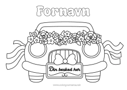 Gratis tegning Blomster Køretøjer Bil Biler, varevogne og campingvogne Bryllup