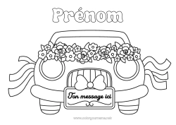 Coloriage à personnaliser Fleurs Véhicules Voiture Voitures, vans et camping-cars Mariage