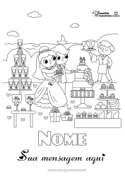 Desenho para personalizar Festa Atividades para Crianças Ache e Encontre Guloseimas, doces Macaron Casamento Casada