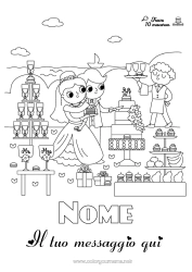Colorare per personalizzare Festa Attività per Bambini Cerca e trova Dolci, zuccherini Macaron Matrimonio Sposata