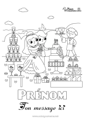 Coloriage à personnaliser Fête Activités enfants Cherche et trouve Gourmandises, sucreries Macaron Mariage Mariée