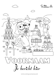 Kleurplaat aanpassen Feest Activiteiten voor Kinderen Zoeken en vinden Lekkernijen, zoetigheden Macaron Huwelijk Getrouwd