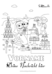 Malvorlage anpassen Fest Kinderaktivitäten Finde und entdecke Leckereien, Süßigkeiten Macaron Hochzeit Braut