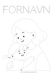Gratis fargelegging Mamma Barn Barnevakt Tegn og farglegg Klem