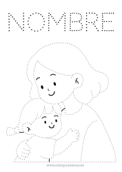 Colorear gratis Mamá Niño Niñera Trazo y color Abrazo