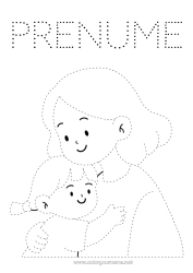 Pagină de colorat personalizată Mama Copil Bunica Urmează și colorează Îmbrățișare