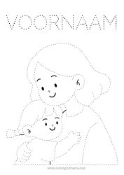 Gratis tekening Mama Kind Oppas Trace et colorie Knuffelmoment