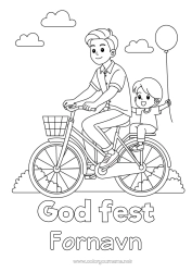 Fargeleggingssiden å tilpasse Pappa God fest! Kjøretøy Barn Sykkel Tohjulinger