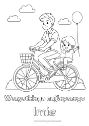 Kolorowanka do personalizacji Tata Wszystkiego najlepszego! Pojazdy Dziecko Rower Pojazdy dwuśladowe