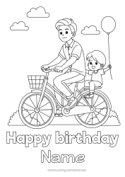 Colouring to customise Dad Happy Birthday Vehicles Child Bicycle Two-Wheeled Vehicles