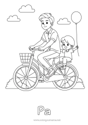 Kleurplaat voor kinderen Papa Fijne verjaardag Voertuigen Kind Fiets Tweewielers