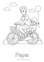 Coloriage enfant Papa Bonne fête Véhicules Enfant Vélo Véhicules à deux roues